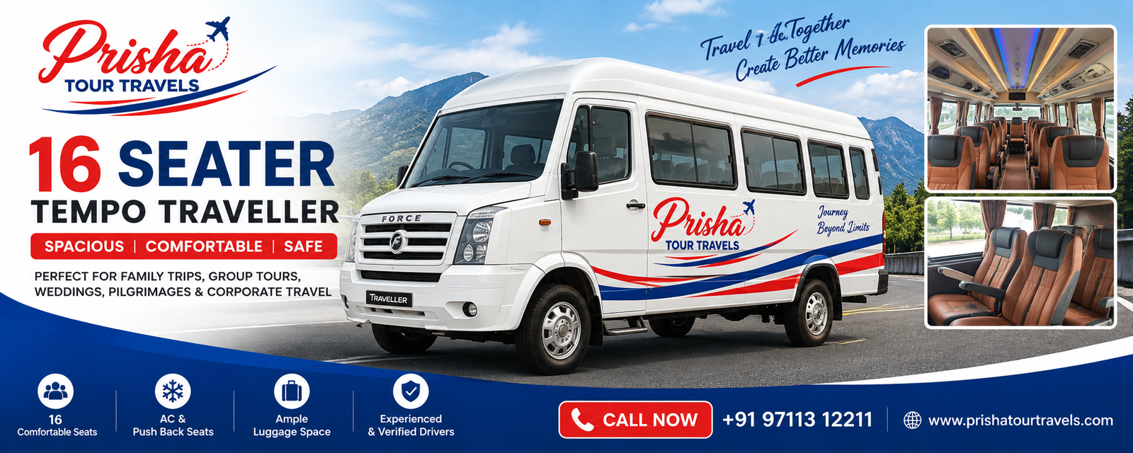 16 Seater Traveller by Prisha Tour Travels