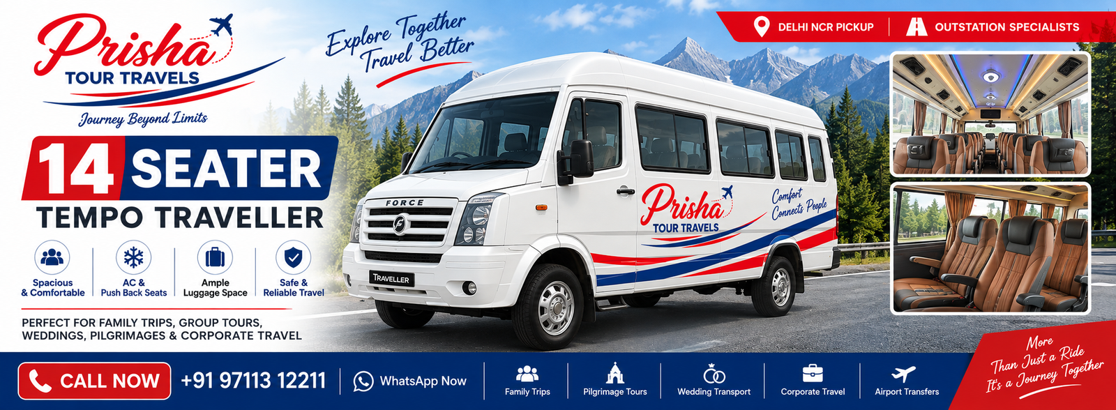 14 Seater Traveller by Prisha Tour Travels